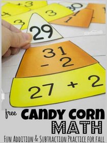 Candy Corn Math Subtraction and Addition Puzzles