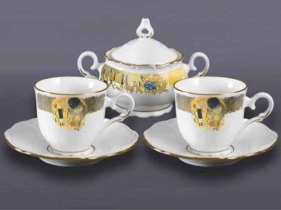 Přátelská sada Ofélie (Klimt) zlato | Ofélie | VIVA PORCELÁN - PORCELÁNOVÁ MANUFAKTURA