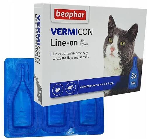 Antiparazitikum pro psa Kapky Beaphar vermicon line-on kočka proti klíšťatům, proti blechám 3 ml 10 g