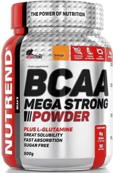 Aminokyseliny a BCAA: NUTREND BCAA Mega Strong Powder Pomeranč 500 g Aminokyseliny / BCAA