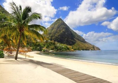 krásná pláž s bílým pískem na svaté lucii, karibské ostrovy - saint lucia - stock snímky, obrázky a fotky