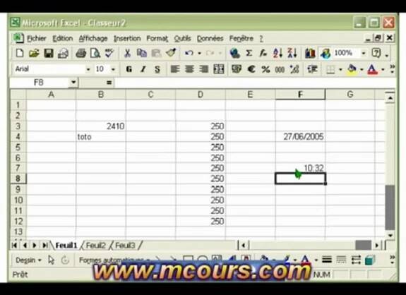Tutoriel EXCEL 2003: Cours N°9 Saisir des données - Vidéo Dailymotion