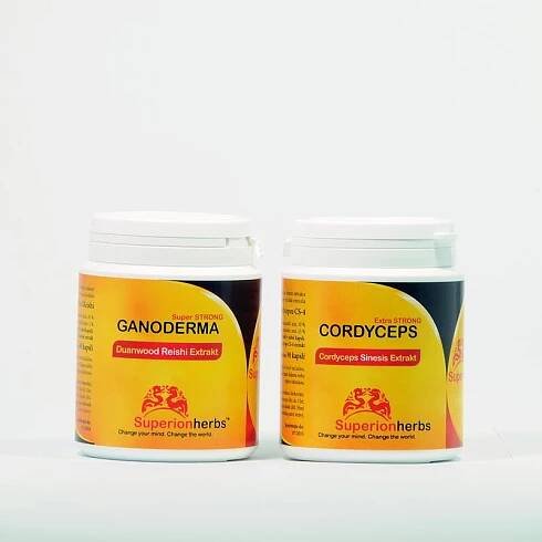 Superionherbs Cordyceps + Ganoderma Reishi Extrakt, kapsle 180 ks (2x 90ks)