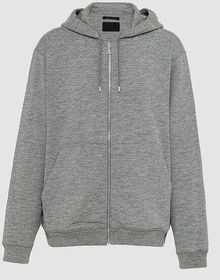 Mikina s kapucí Prada na zip šedá