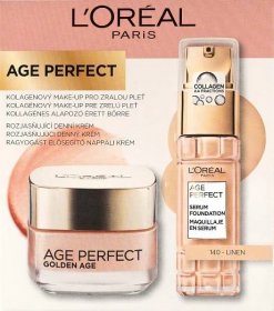 L'Oréal Paris Age Perfect - Golden Age Make-up a denní krém, odstín 140 Linen 2 ks