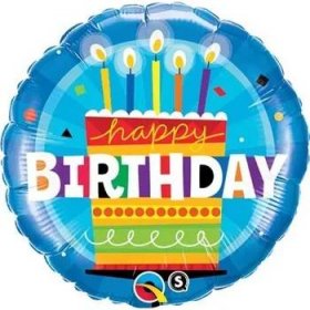 Fóliový balónek 18 palců, dort k narozeninám se svíčkami