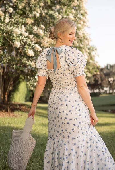 Ashley Brooke wearing Sister Jane blue & white bow dress