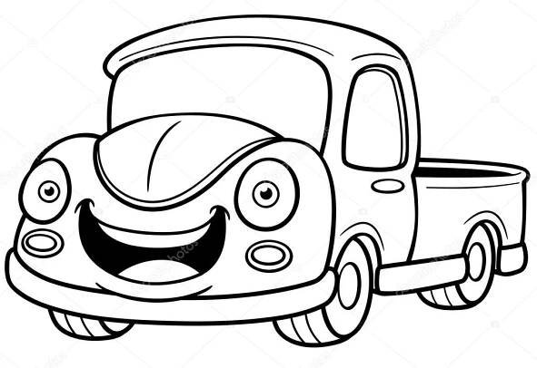 Stáhnout - Vektorové ilustrace kreslené auto vyzvednutí - omalovánky — Ilustrace