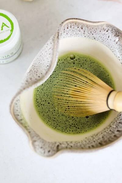 Iced Matcha Latte with Pumpkin Spice Cheese Foam - Clean Foodie Cravings