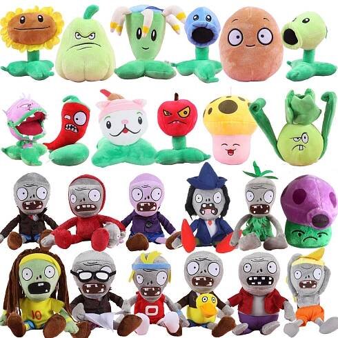 2 PVZ figurky Plants vs Zombies plyšová hračka plyšová měkká panenka 13cm-35cm