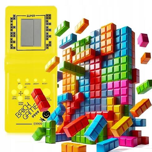 TETRIS ELEKTRONICKÁ HRA KAPESNÍ KONZOLE RETRO BRICK GAME ŽLUTÁ