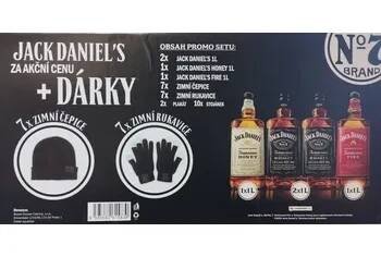Whisky Jack Daniel´s set 4 x 1 l (2x JD 40%, 1x JD Fire 35%, 1x JD Honey 35%, 7x čepice, 7x rukavice, 2x pl