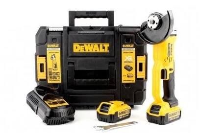DCG412M2 DeWALT 18 VOLT AKU ÚHLOVÁ BRUSKA 125mm, 2 x 4,0 Ah BATERIE XR LI-ION, NABÍJEČKA, KUFR T-STAK - Dewalt-morava