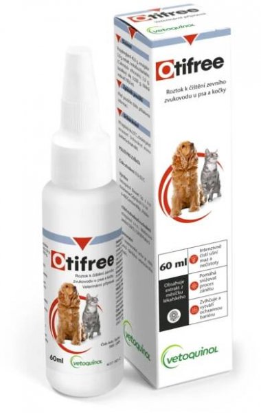 Otifree Roztok k čištění zevního zvukovodu u psa a kočky 60 ml