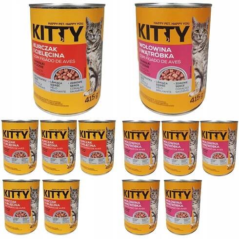 KRMIVO PRO KOČKY MIX CHUTÍ 12 X PLECHOVKA 415 gramů KITTY KUPUJETE 12 PLECHOVEK