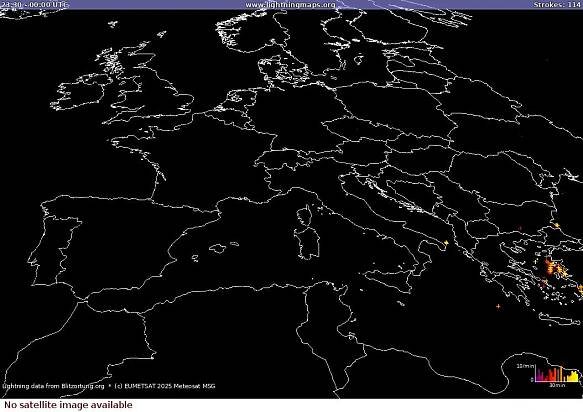 Mapa blesků Sat: Europe Clouds + Rain 29.09.2025 02:11:51 UTC