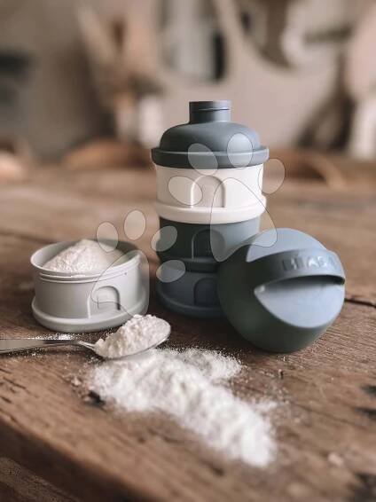 Dávkovač sušeného mléka Formula Milk Container Beaba 4dílný Mineral Grey Blue šedo-modrý od 0 měsíců