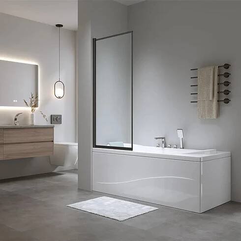 Jednodílná vanová zástěna HYD-PR03 80x140 černá/transparent - BPS Koupelny