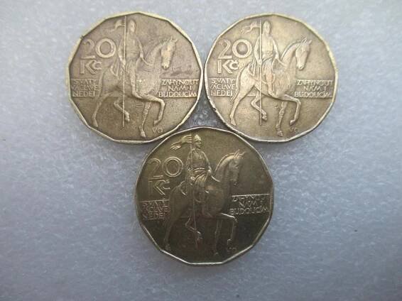 Mince ČR - 20 kč 1994, 1995, 1996 - vzácné - nízký náklad - Numismatika