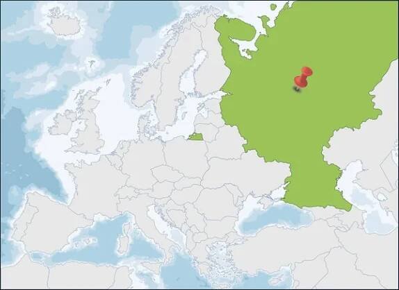 Mapa umístění Ruské federace na mapě Evropy — Ilustrace