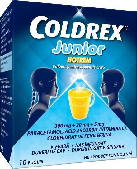 Coldrex Junior Hotrem, 10 plicuri, Perrigo