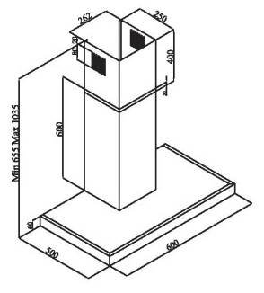 Philco Komínová digestoř PEW 6713, nerezová, 65,5 - 103,5 x 60 x 50 cm