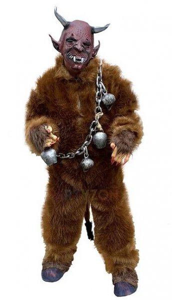 Huňatý kožich čert Krampus hnědý