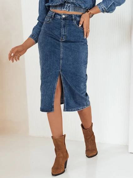 Dámská sukně džínová midi LIRONZ modrá | TheyWear.cz