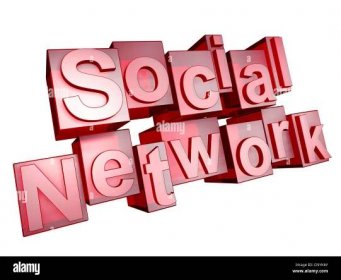 The word 'Social Network' in 3D letters on white background Stock Photo
