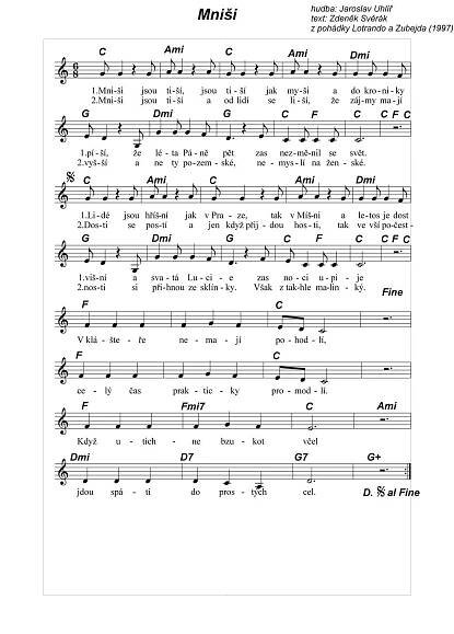 sheet music with the words minii on it