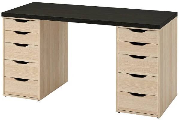 IKEA LAGKAPTEN ALEX Psací stůl 140x60cm černá hnědá/imit dub mořený na bílo