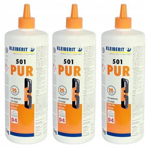 Lepidlo Kleiberit 501 PUR (D4) 1 kg POLYURETANOVÉ LEPIDLO NA DŘEVO - SADA 3 ks