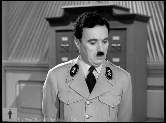 Charlie Chaplin - Hynkel dictating letter to stenographer - The Great Dictator