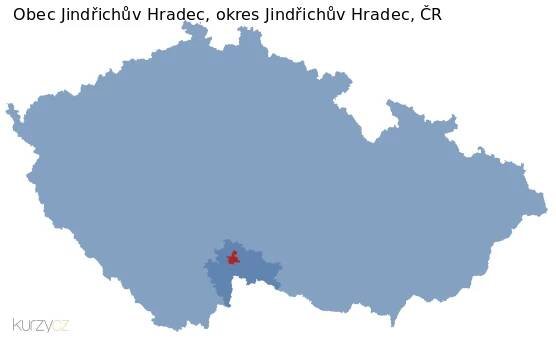 Mapa obce Jindřichův Hradec a okresu Jindřichův Hradec v ČR