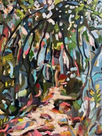 Into the undergrowth, spring, 80x60cm, oil on wood, £850