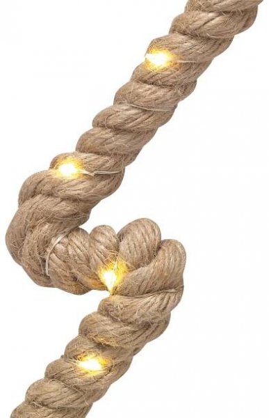 LED závěsná dekorace vánoční stromek s jutovým lankem, 24 LED, 28 x 37 cm