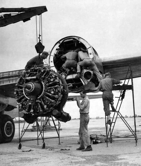 R-3350 engines during replacement.