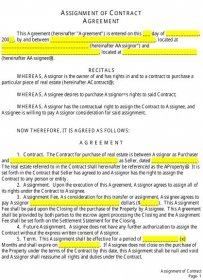 Assignment of Contract Agreement Template Download Printable PDF For contract assignment agreement template