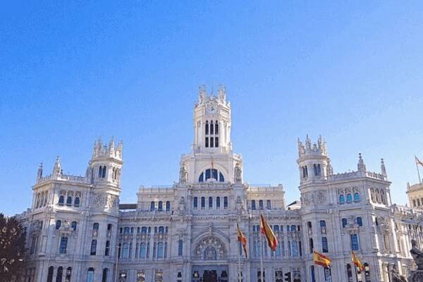 Walking through Plaza Cibeles on my walking tour of Madrid