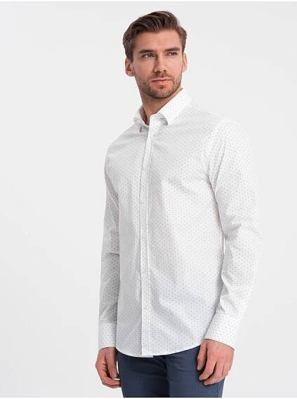 Ombre Clothing Bílá pánská vzorovaná košile Ombre Clothing