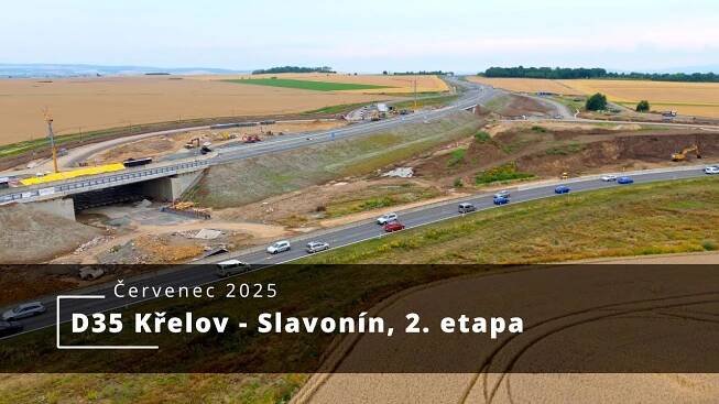 D35 obchvat Olomouce - před zprovozněním v polovičním profilu (26.7.2025)