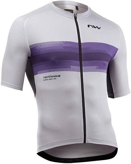 Cyklistický dres Northwave Force Evo Jersey Short Sleeve - Light Grey/Dark Purple