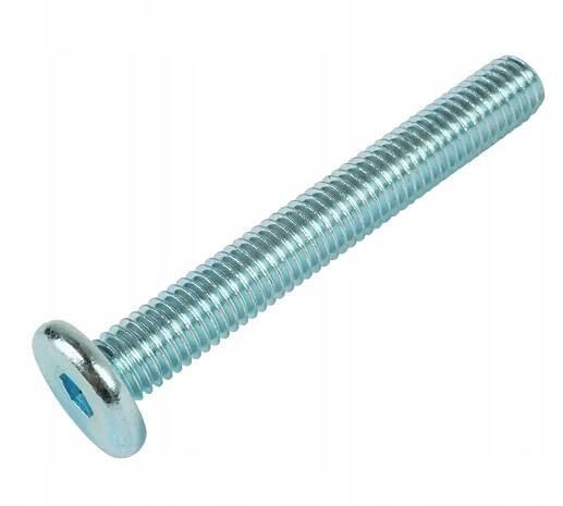 10x metrický vrut M8 x 60 mm pozinkovaný bílý s válcovou hlavou, nábytkový šroub