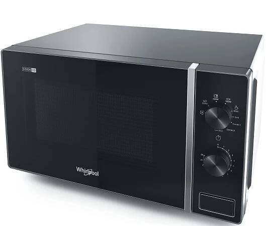 Whirlpool Mikrovlnná trouba Volně stojící MWP 103 SB Silver Black Mechanické 20 Mikrovlny + Gril 700 Perspective