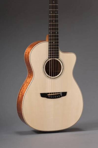 Koa Parlor 14-Fret With Cutaway Front Close