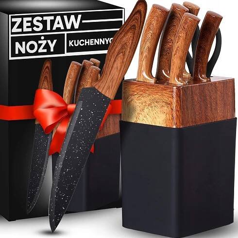 SADA KUCHYŇSKÝCH NOŽŮ SADA 5 KUSŮ OSTRÝCH NOŽE STOJAN 7 KUSŮ Stav balení originální