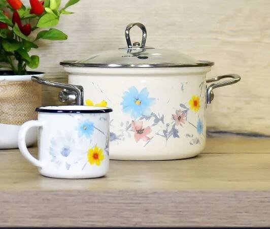 BELIS Smaltovaný hrnek ø 8 cm - 0.35 l bílý - MEADOW
