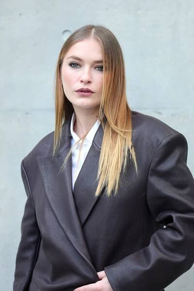 Camille Razat at the Emporio Armani fashion show.