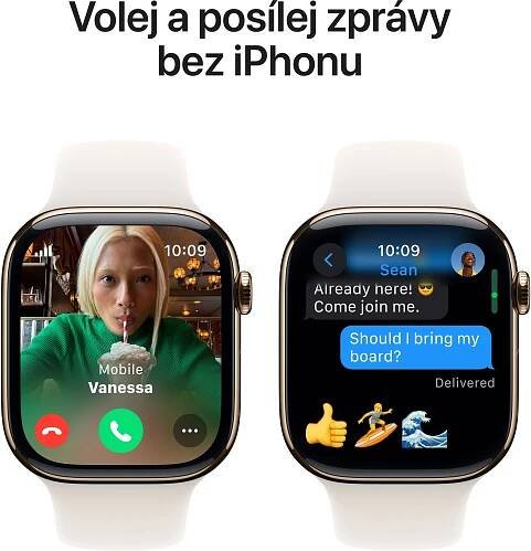 Apple Watch Series 10 46mm Cellular Zlatý titan s hvězdně bílým sportovním řemínkem - M/L