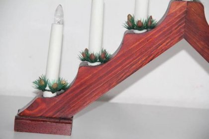 X1. dřevěný vánoční elektrický svícen do okna šíře 43 cm - Starožitnosti a umění